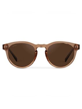WMP  Tate Transparent Amber Round Sunglasses with Brown Gradient Lenses.